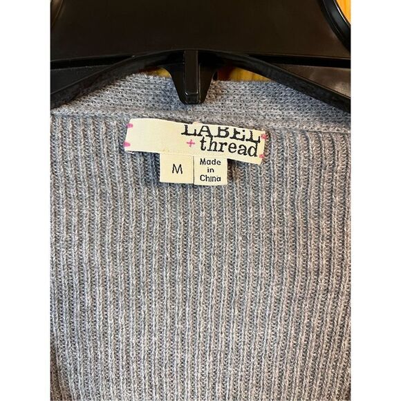 Label + Thread Cashmere Blend Sweater Medium  Knit V-Neck Gray Two Tone (1932) - Picture 3 of 5